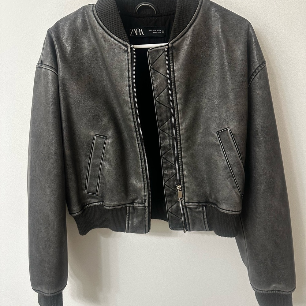 Zara Women's Black Bomber Jacket
